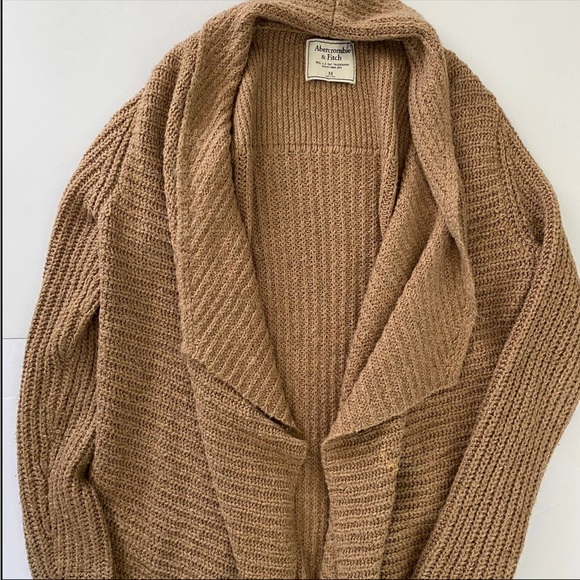 Abercrombie & Fitch Womens Knit Open Front Cardigan Sweater Camel Size M - Picture 4 of 9